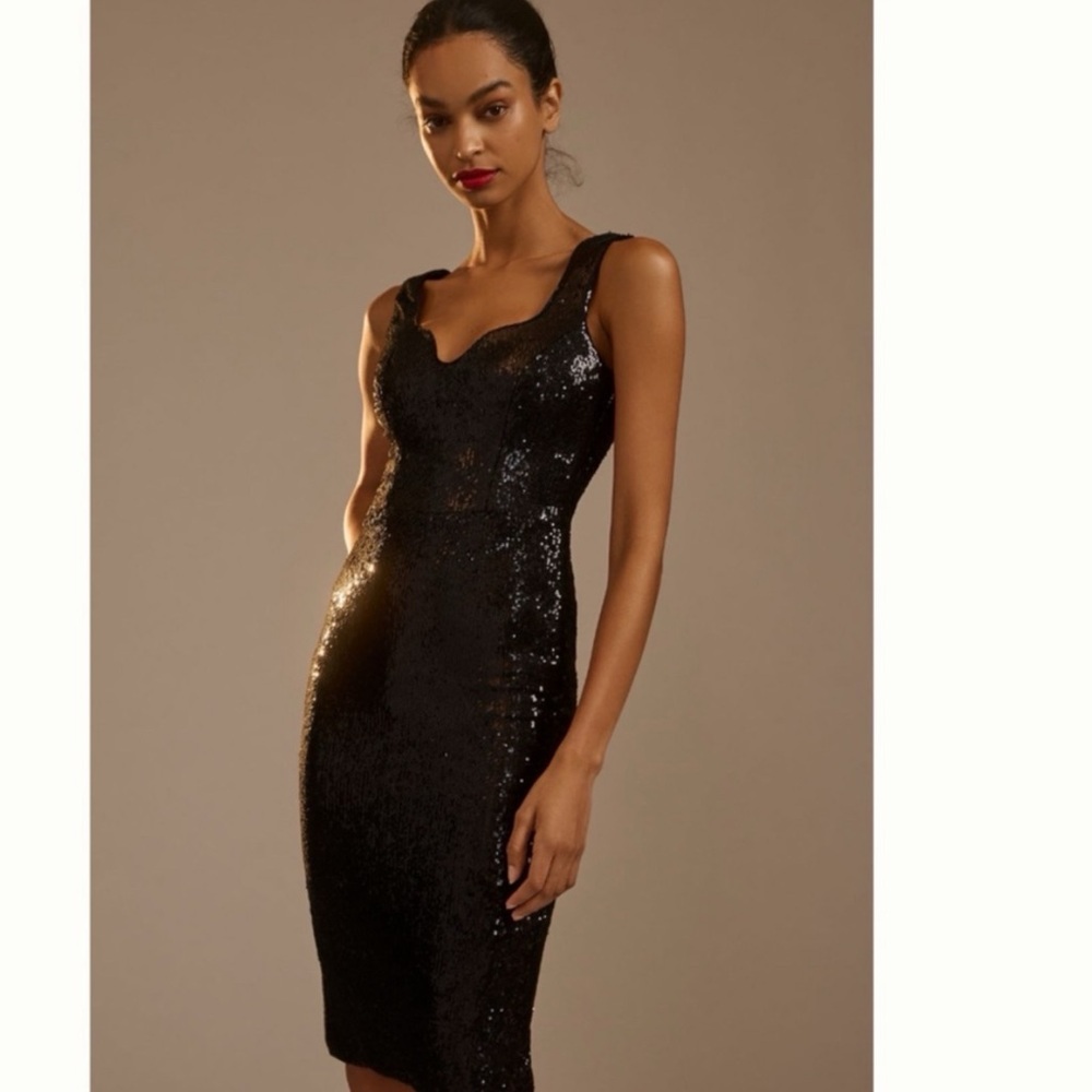 NWT Dress The Population Sweetheart  Sloane Sequin Dress in Black M
